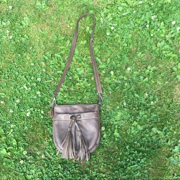 Roots Leather Crossover Bag/Purse With Tassel